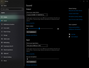 Image of Windows 10 Sound Settings Panel